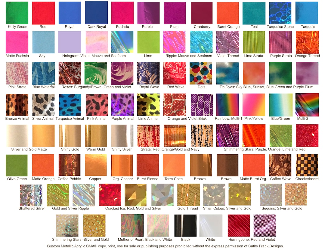 Sticks Color Chart CMA© 10 Stick Pack Select ONE Color for 10 Pieces or TWO Colors for 5 ...