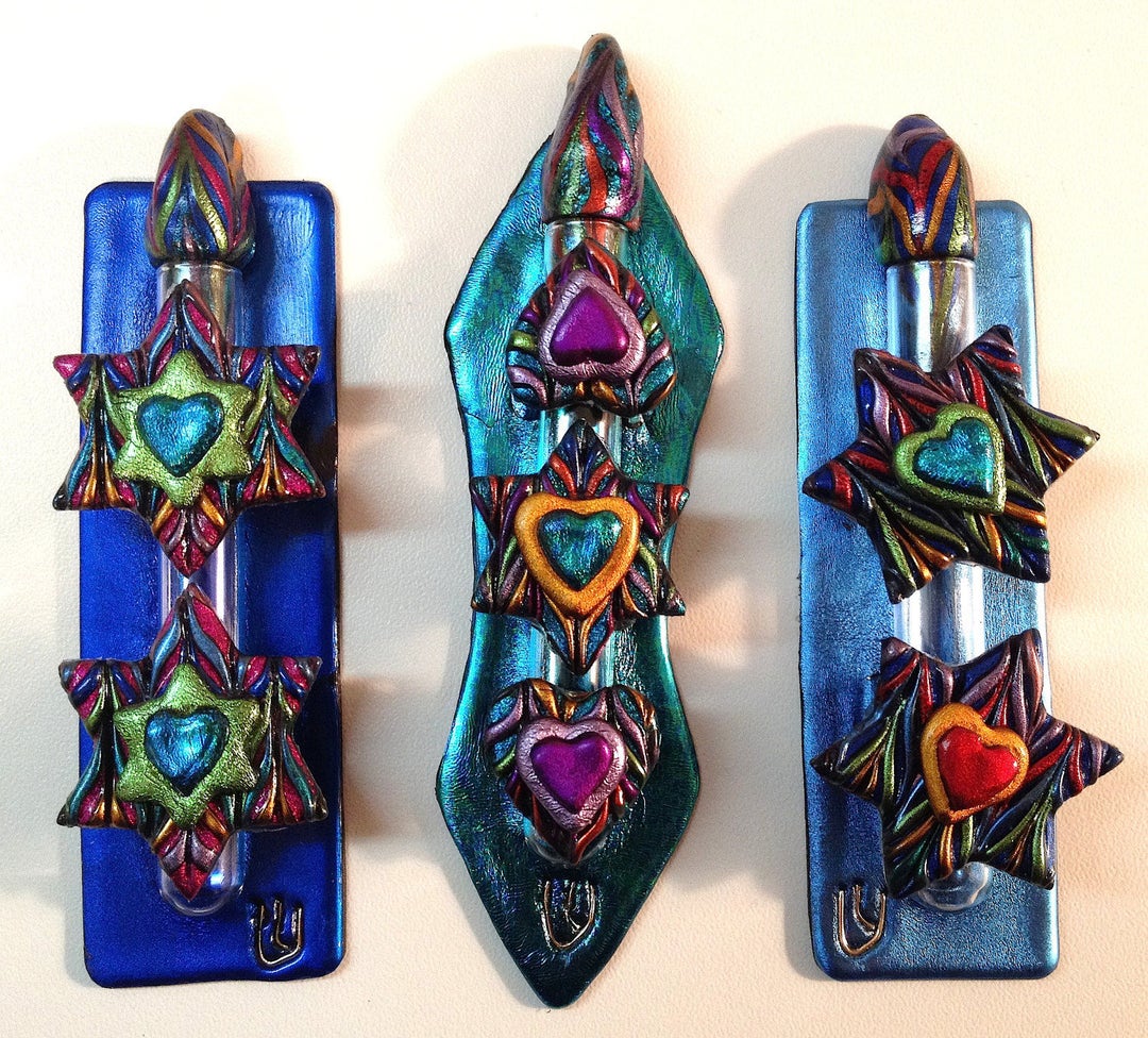 HEART STAR MEZUZAHS Jewish Star of David Nonkosher Scroll Etsy