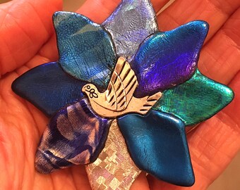 SHALOM PEACE DOVE Pin, Great Scarf clip or on Blazer, sweater Antique Silver detailed Charms, Festive Holiday & Everyday Jewelry