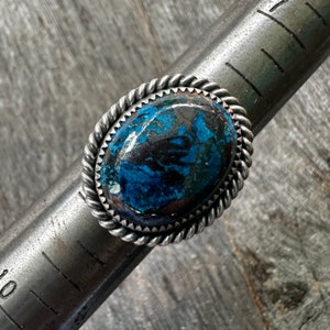 SIZE 8.5: Azurite Bark Ring - Sterling Silver