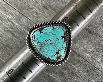 SIZE 6.75: Campitos Turquoise Bark Ring - Sterling Silver