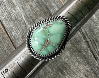 SIZE 7.5: Poseidon Variscite Bark Ring - Sterling Silver