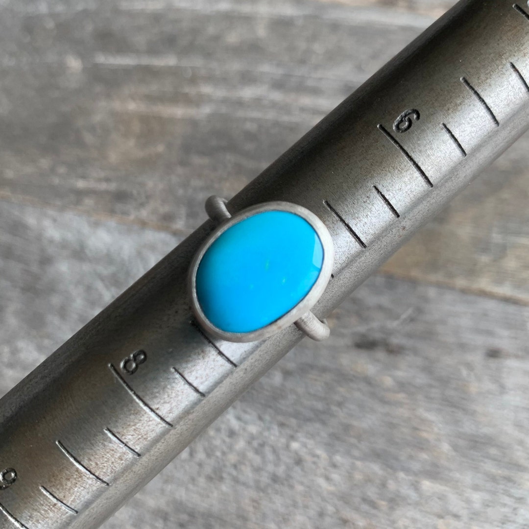 SIZE 7: Sleeping Beauty Turquoise Stacking Ring - Sterling Silver - Etsy