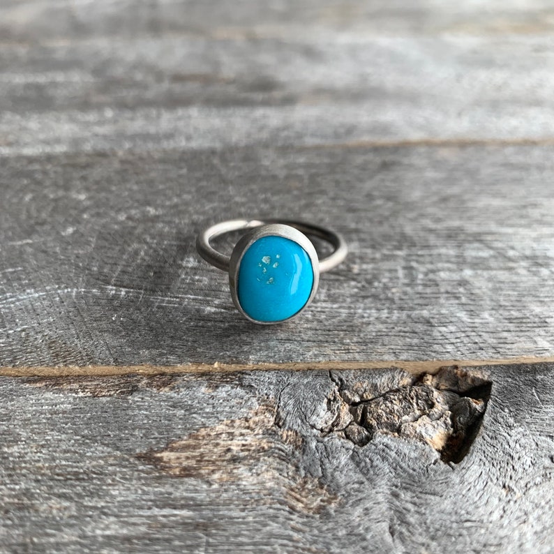 SIZE 9: Sleeping Beauty Turquoise Stacking Ring - Sterling Silver - Etsy
