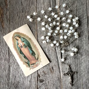 Handmade White/Clear Czech Glass Rosary