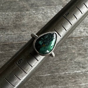 SIZE 5: Old Stock Hubei Turquoise Rustic Stacking Ring - Sterling Silver