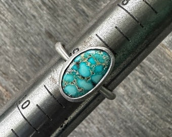 SIZE 9: Waterweb Kingman Turquoise Stacking Ring - Sterling Silver