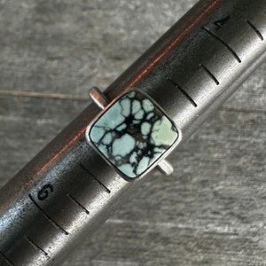 SIZE 5: Butterfly Wing Variscite Hammered Ring - Sterling Silver