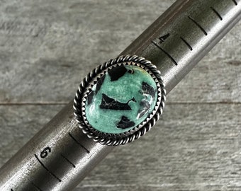 SIZE 5: Nevada Variscite Bark Ring - Sterling Silver