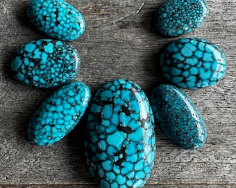 Stone Set: Kingman Blackweb Turquoise (Sold as set only - Loose or custom necklace option available)
