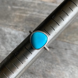 SIZE 7: Sleeping Beauty Turquoise Stacking Ring - Sterling Silver