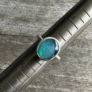 SIZE 5: Australian Opal in Quartz Doublet Rustic Stacking Ring - Sterling Silver