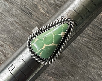 SIZE 9.75: Royston Turquoise Bark Ring - Sterling Silver