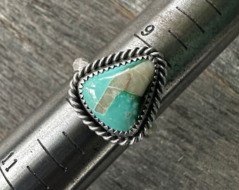SIZE 9.75: Royston Turquoise Facet Ring - Sterling Silver