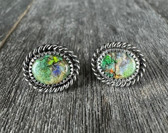 Monarch Opal Stud Earrings - Sterling Silver