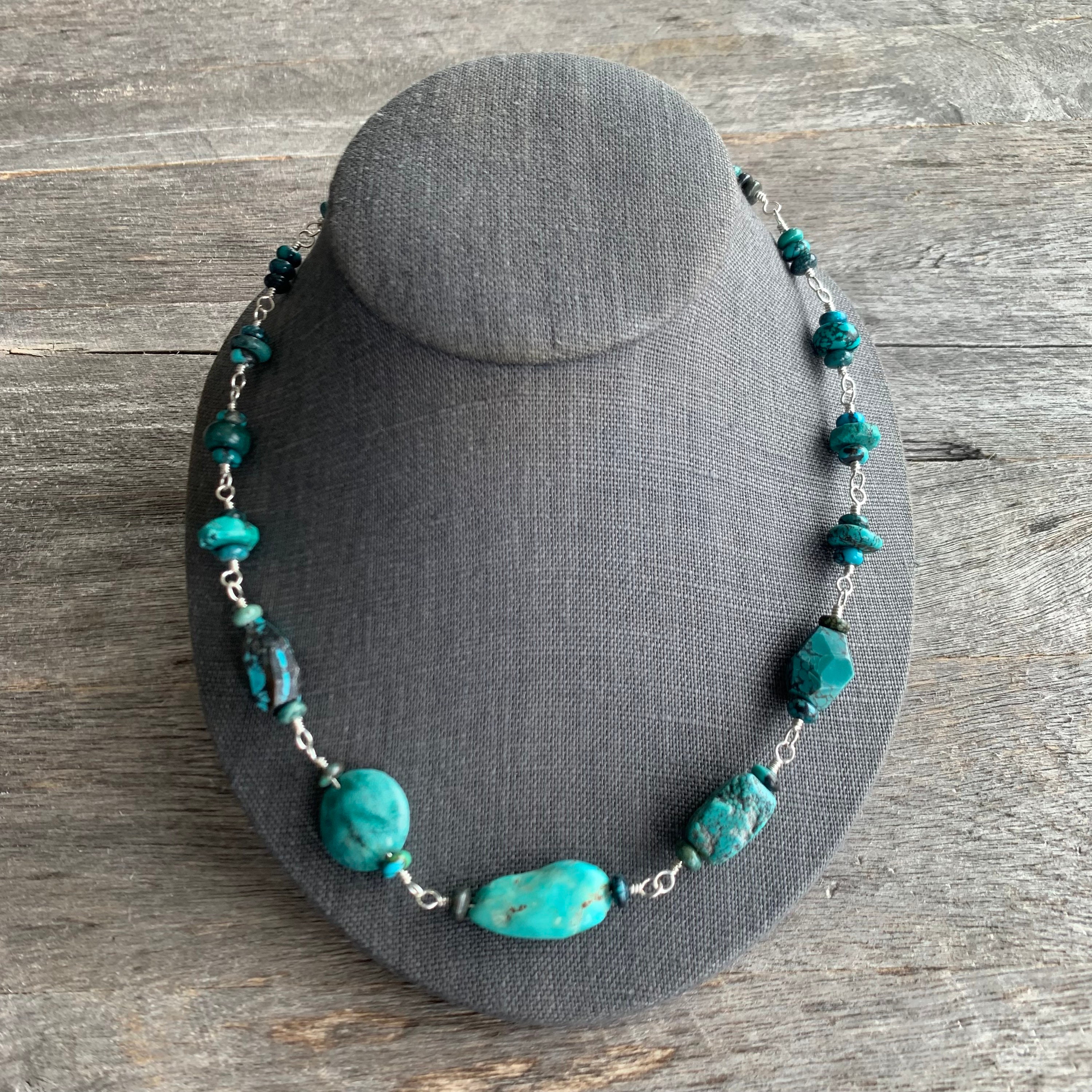 Hubei Turquoise Beaded Necklace 19 inches