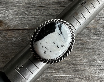 SIZE 10.75: White Buffalo Facet Ring - Sterling Silver