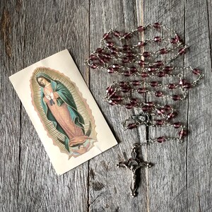 Handgemaakte amethist tsjechische glazen rozenkrans