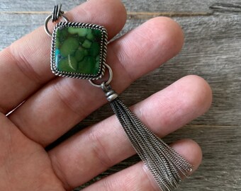 Old Stock Hubei Turquoise Pendant with Tassel