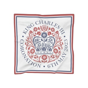 King Charles III Coronation Scarf – Emblem Poly Voile Scarf image 1
