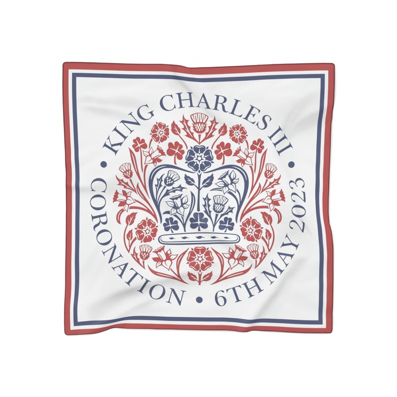 King Charles III Coronation Scarf – Emblem Poly Voile Scarf image 1