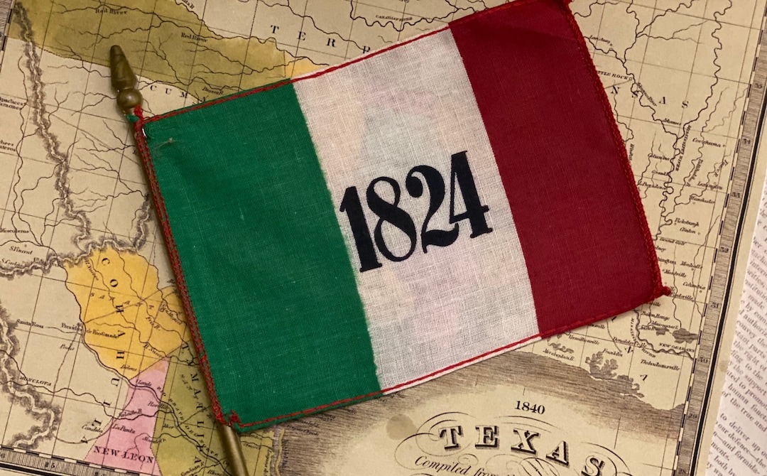Alamo Flag, Texas Vintage Historical Stick Flag, 1824 Mexican