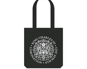 Sac fourre-tout tissé du couronnement du roi Charles III, coton recyclé, cadeau de couronnement