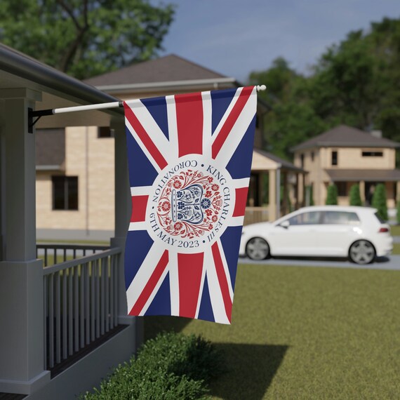 Grande Guirlande De Fanions En Polyester De 10 M Avec Portrait De La Reine Charles III Avec 24 Drapeaux Union Jack Pour Couronnement Du Roi - Bannière De Fête Royale Britannique