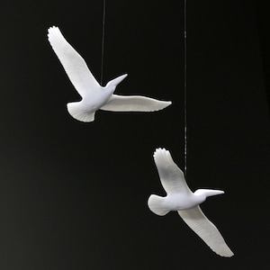 Pelican MOBILE Sculpture Statue by John Perry DUO 6in wingspan Figurine