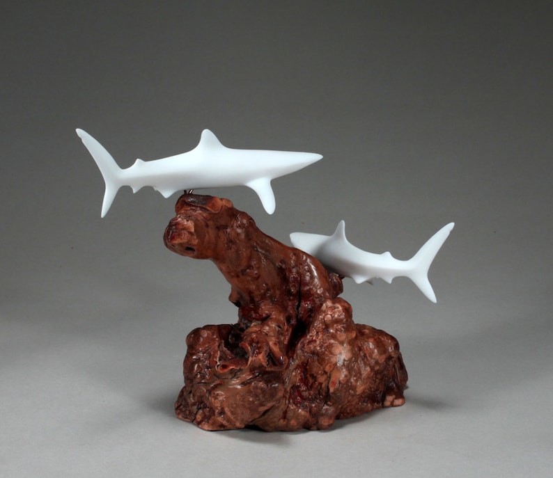 Shark Sculpture Figurine Statue by John Perry BLUE DUO 7 in Etsy