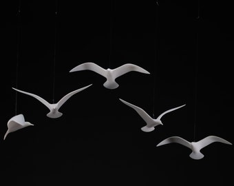 Seagull Mobile by John Perry 5 birds 9in wingspan Sculpture statue