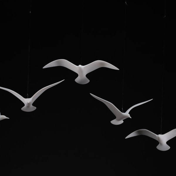 Seagull Mobile by John Perry 5 birds 9in wingspan Sculpture statue