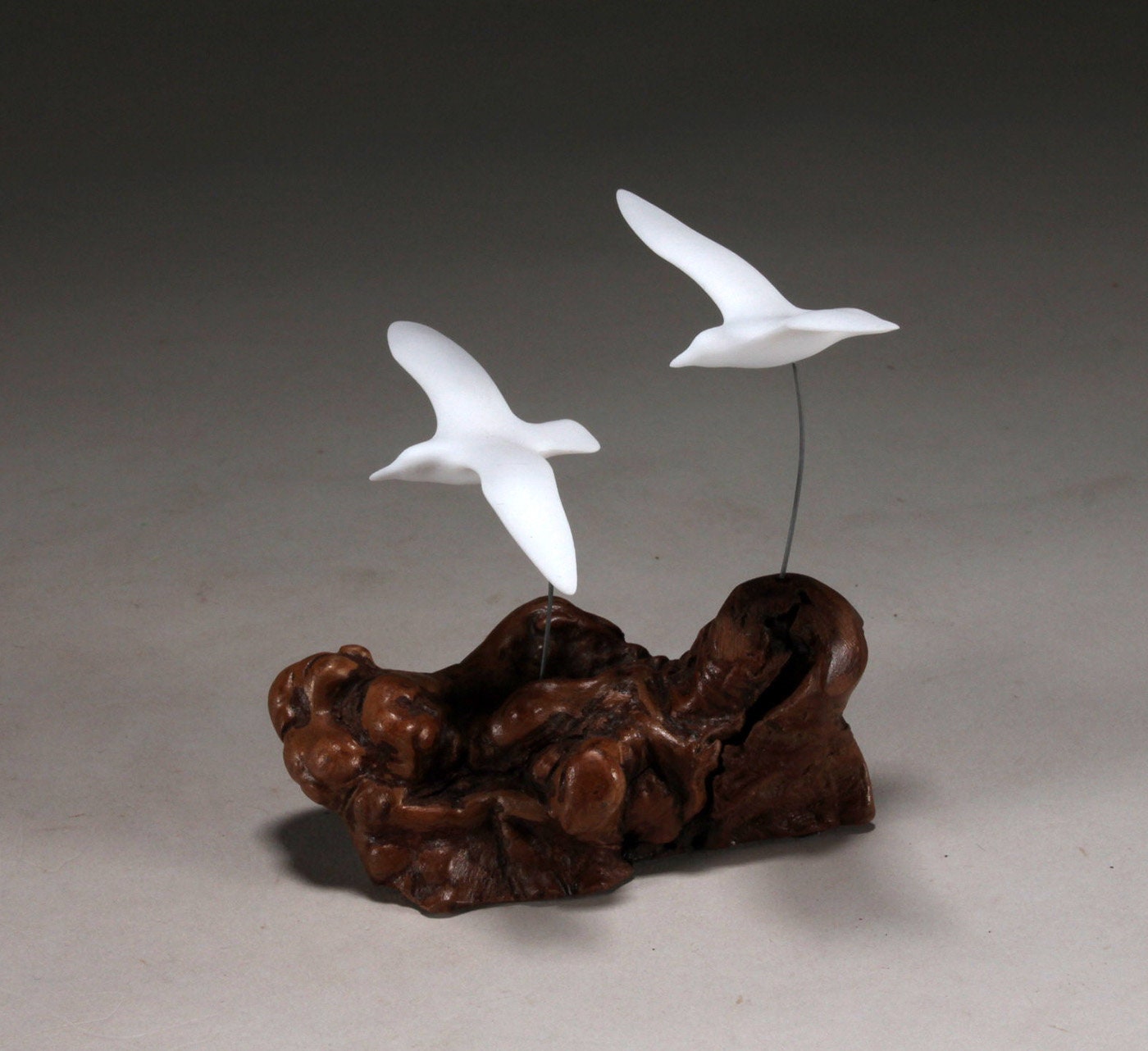 Seagull Duo Sculpture by John Perry miniature 3 inch wingspan Statue Figurine Decor for sale  