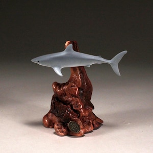 Shark Sculpture Sculpture Statue by John Perry MAKO Airbrushed 7in Tall Decor