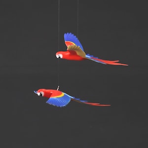 2 Scarlet Macaws Mobile Parrot by John Perry Sculpture