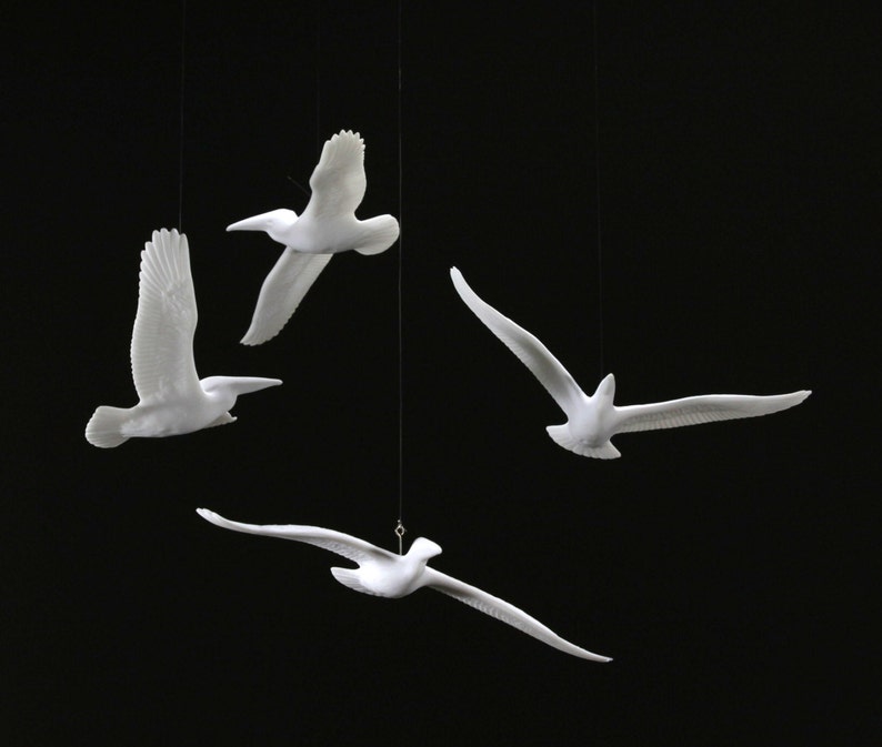 6in wingspan Figurine Pelican MOBILE Sculpture Decor by John Perry 4 BIRDS
