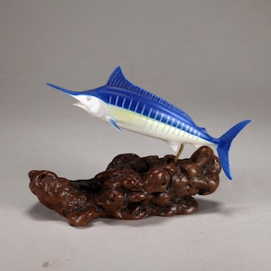 Marlin by John Perry 6 inches long airbrushed sculpture statue