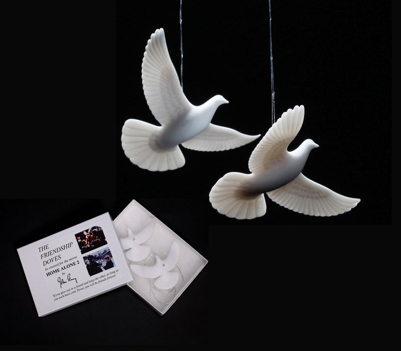 HOME ALONE DOVES Pair Authentic Replicas by John Perry who made them for the movie. gift boxed.