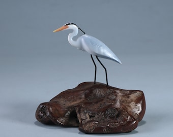 Blue Heron Sculpture by John Perry 4 inches tall hand-painted