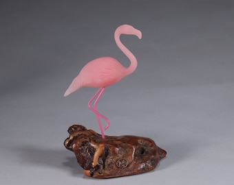 Flamingo by John Perry 5in tall Trotting on burl slab