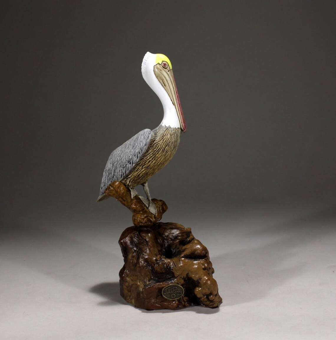 Pelican Sculpture by John Perry 11in Tall Brown version Etsy