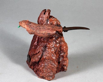 Beaver Sculpture Decor di John Perry Scultura alta 6 pollici su base in radica
