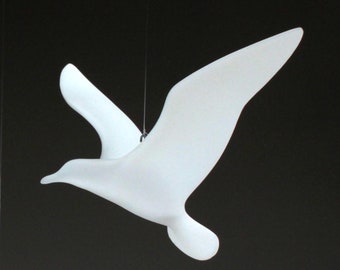 Seagull Mobile 9 inch wingspan by John Perry Pellucida sculpture. Signed.