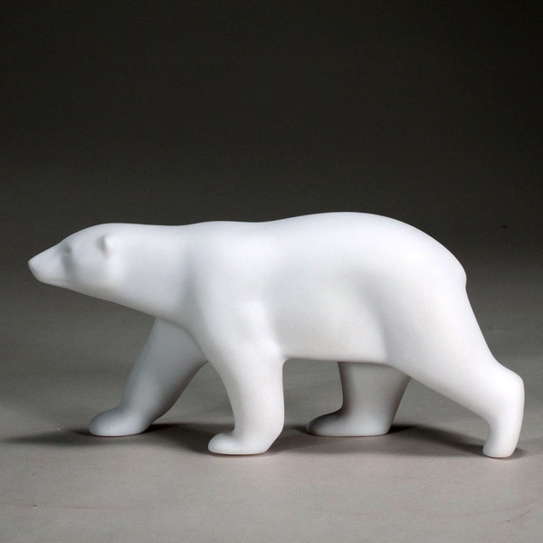 Polar Bear Sculpture by John Perry 9 inches long Pellucida Statue Art Figurine