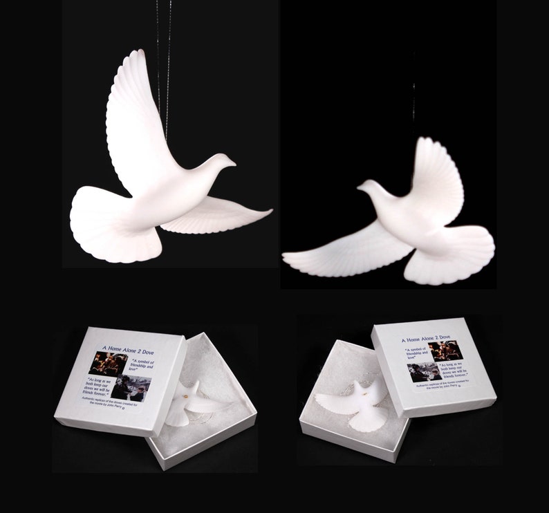Home Alone Doves TWO BOX version Authentic replicas by John Perry who made them for the movie. A pair, each in a gift box. image 1