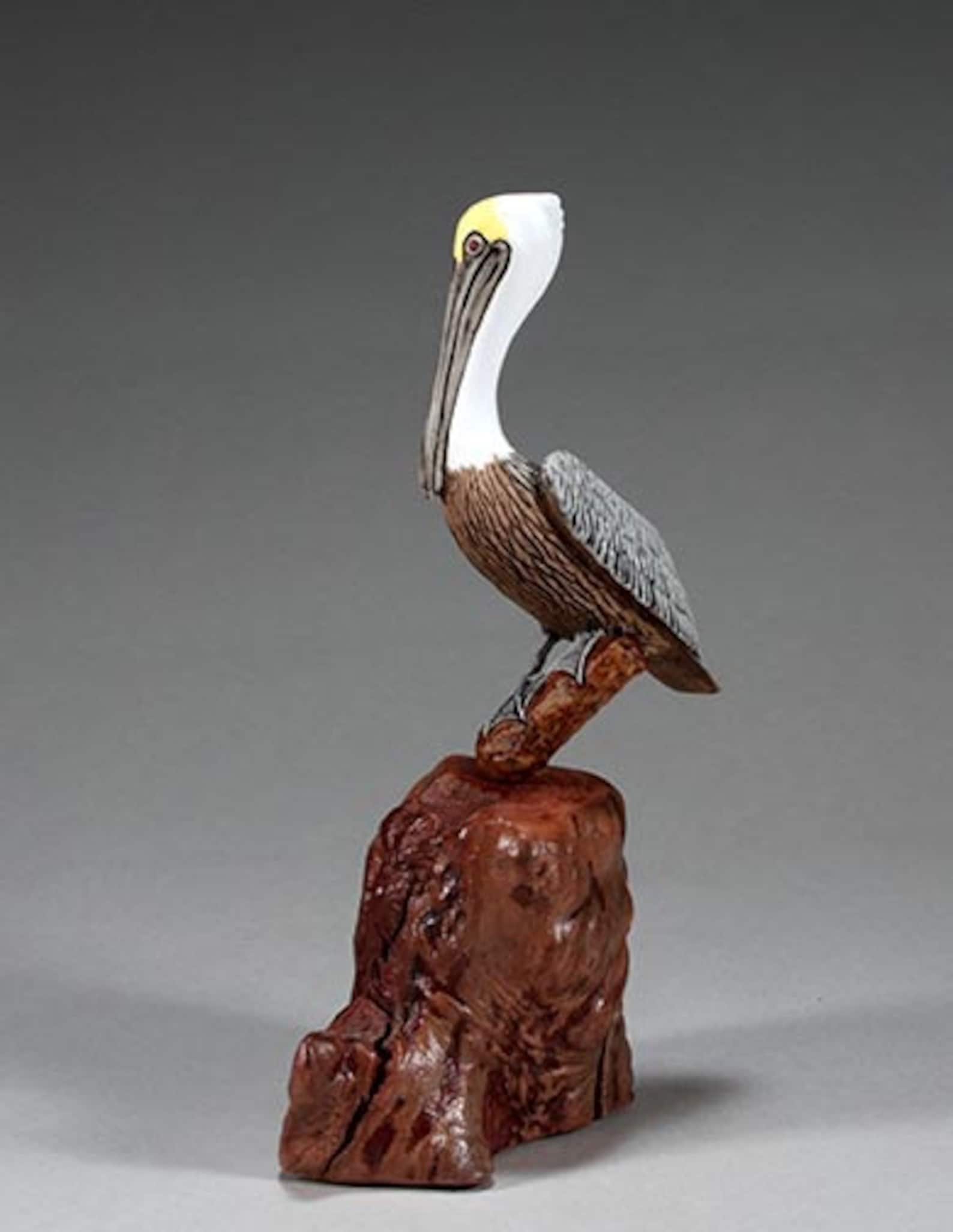 Brown Pelican by John Perry 7 inch tall sculpture on