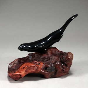 River Otter Sculpture by John Perry Belly down version Ebonite Statue Figurine