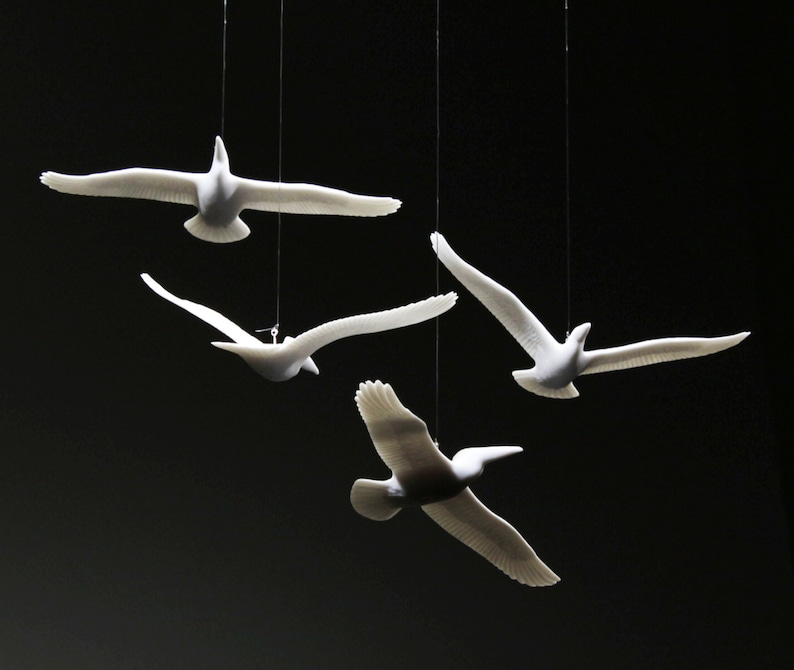 6in wingspan Figurine Pelican MOBILE Sculpture Decor by John Perry 4 BIRDS