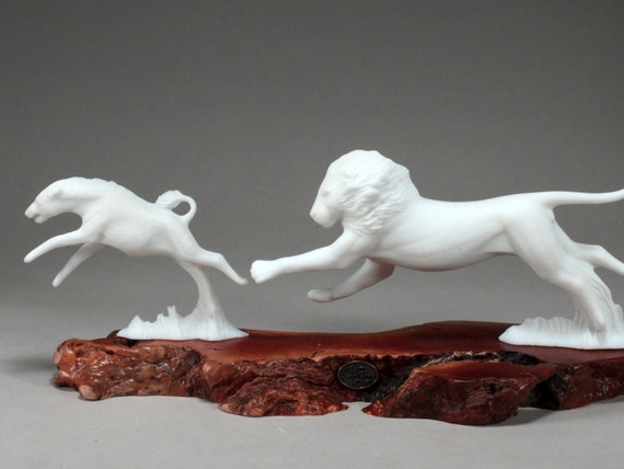 POLAR BEAR /& CUB Sculpture New Direct from JOHN PERRY 11in long on burlwood slab