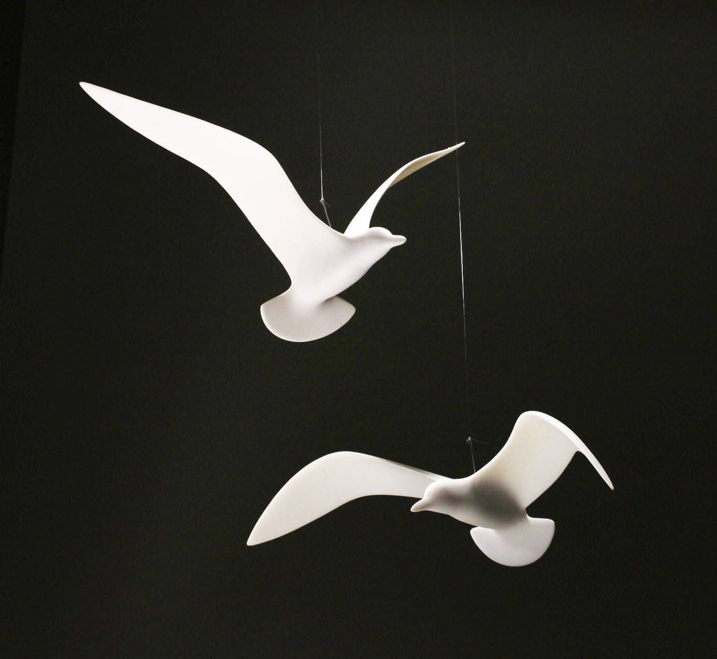 Seagull MOBILE  Duo by John Perry 14 inch wingspan Sculpture Hovering Version
